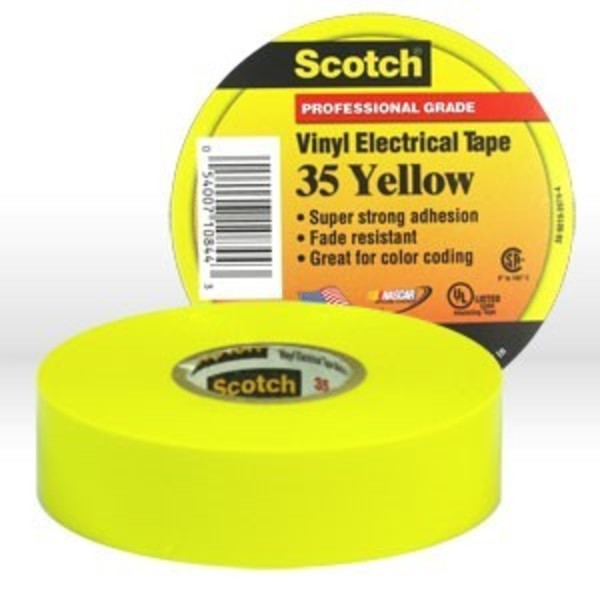 3M Electrical Tape, Yellow, 1/2"X20Ft 54007-10257